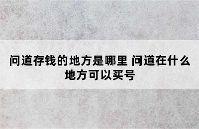 问道存钱的地方是哪里 问道在什么地方可以买号